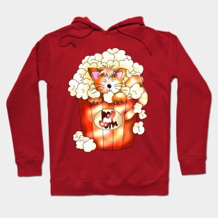 cute ginger cat in a popcorn pot on a plain background Hoodie